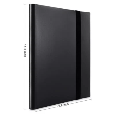 Card Pocket Binder with Strap 9 Pocket Trading Cards Album Folder, Black
