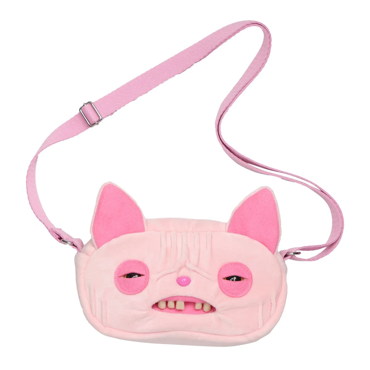 Funny Ugly Monster Pink Cat Crossbody Bag