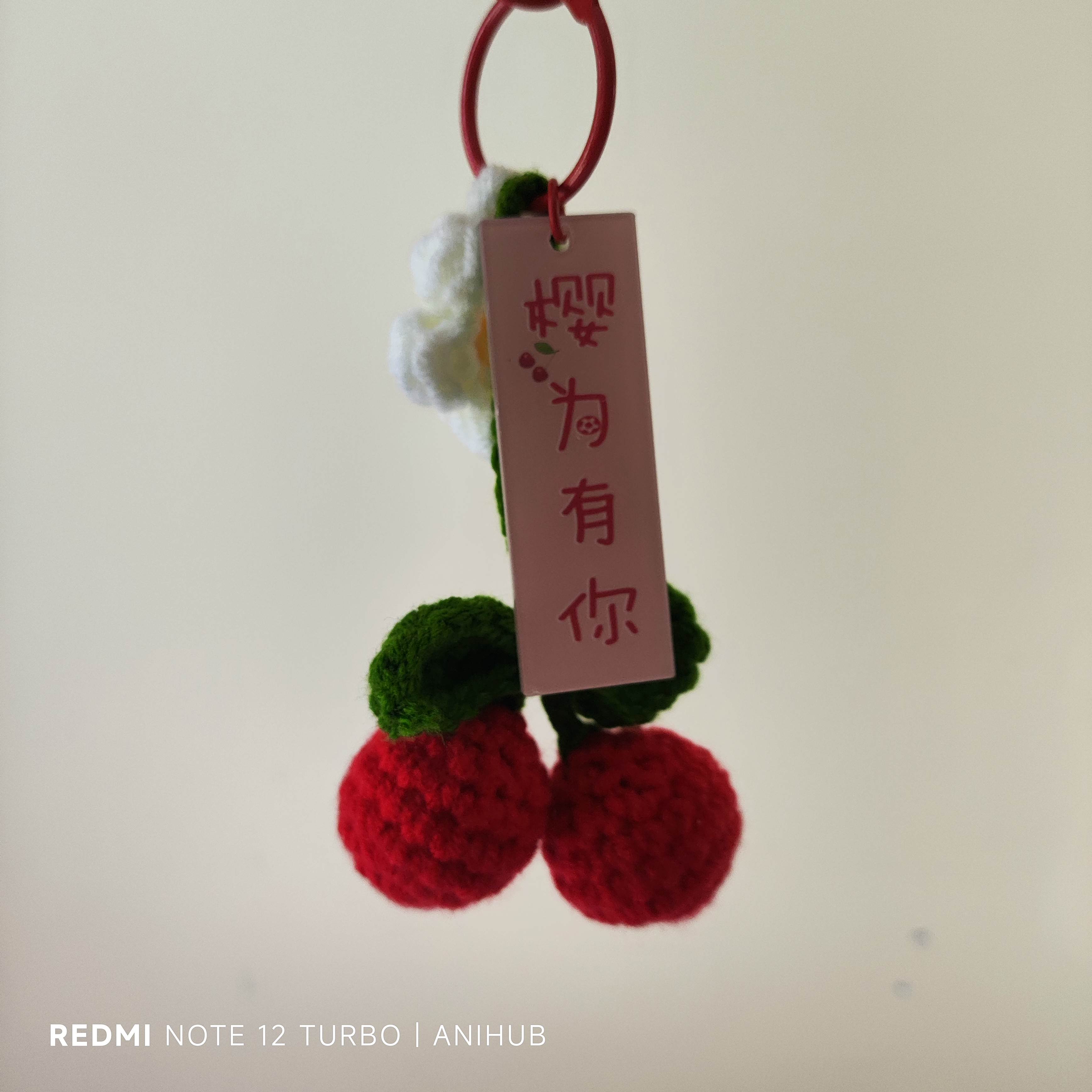 Two Cherries Keychain Handmade